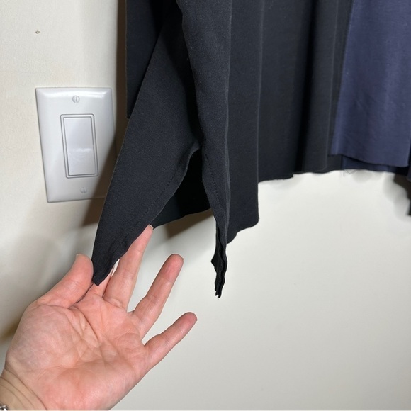 PLANET by Lauren G Pima Cotton Two Tone Crew Swing  Tee Black Midnight OS - Picture 4 of 6